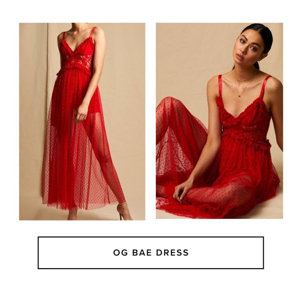 NWT Choosy OG Bae Dress Red Lace Sheer Polka Dot Mesh Sexy Dress Size 18 and 16